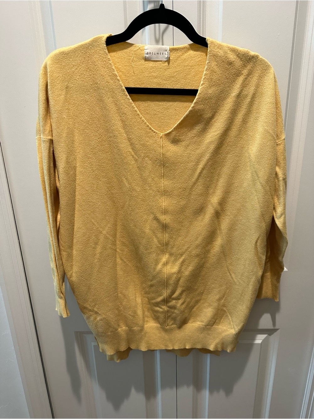 Dreamers Butter Yellow V-Neck Women's Sweater Size M/L